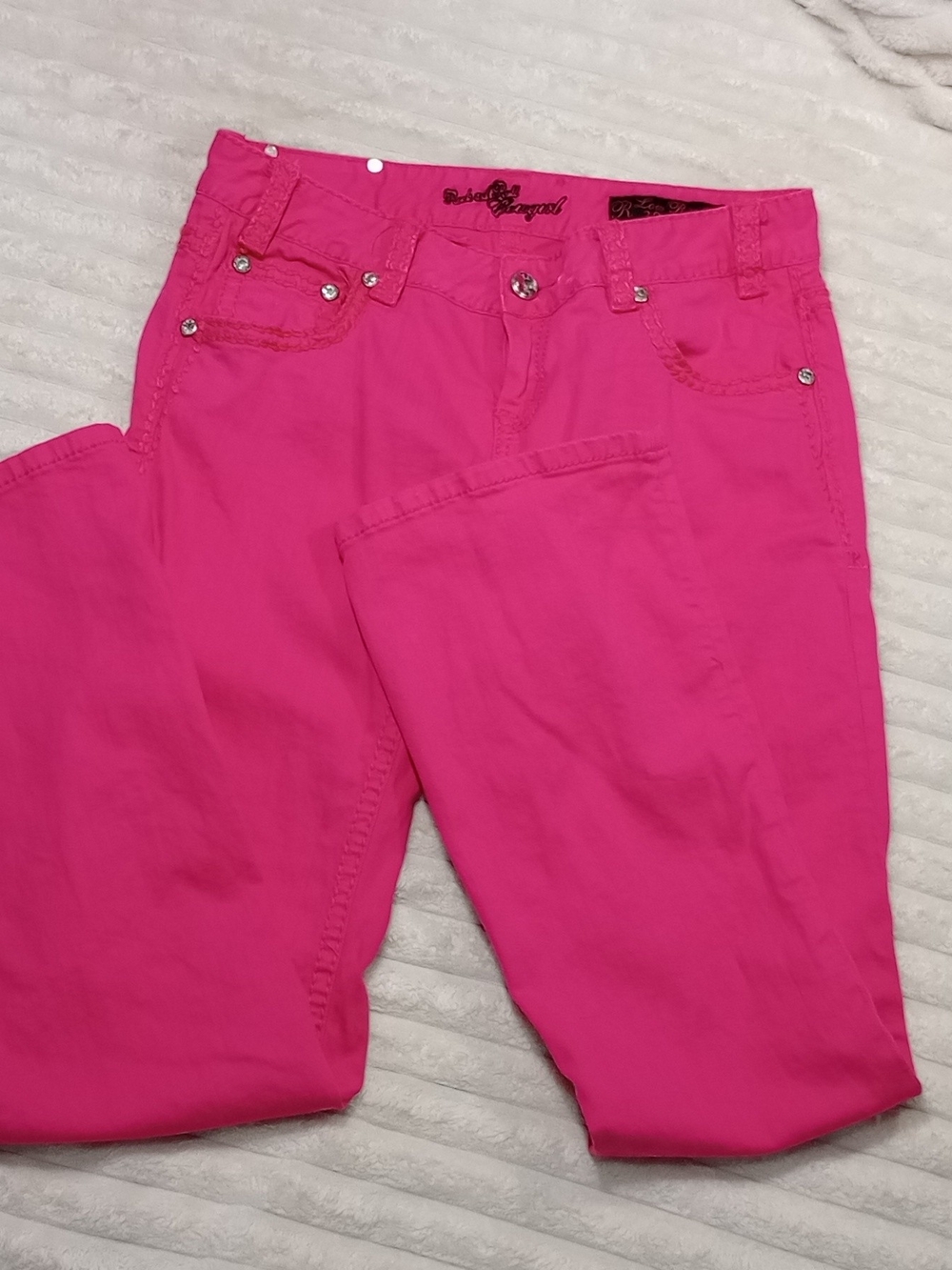 Pink Low Rise Flare Jeans - Rock And Roll Cowgirl
